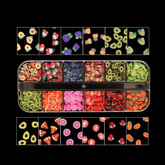 3D Fruit Tiny Slices Stickers Nail Decals Mixed Style Polymer Clay Nail Art Decorations Design Nail Tips Professional Supplies