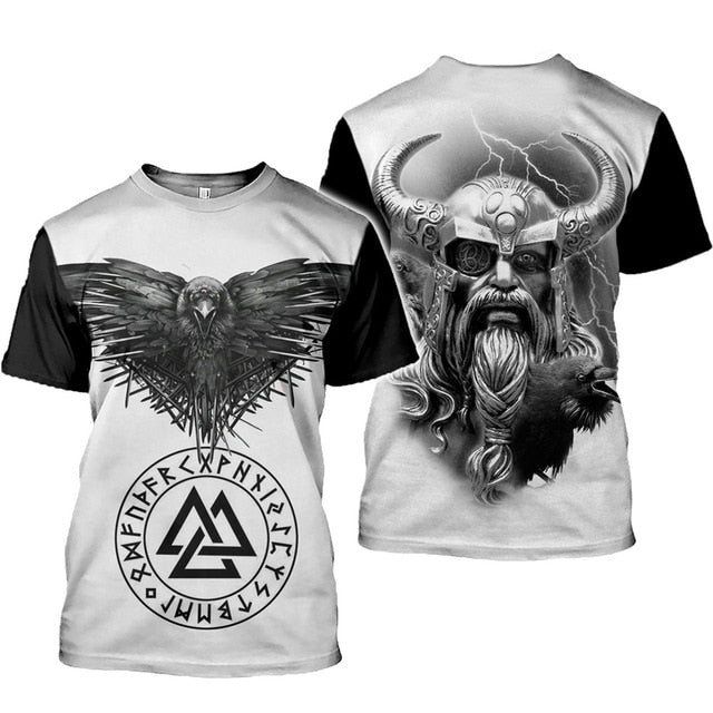 2020 latest Viking symbol printed T-shirt men's summer short-sleeved Harajuku T-shirt men's street hip-hop unisex T-shirt top 01