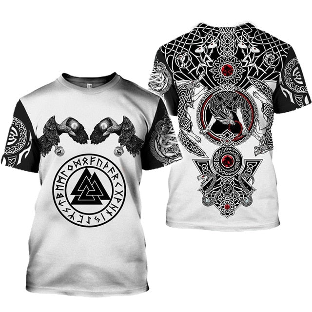 2020 latest Viking symbol printed T-shirt men's summer short-sleeved Harajuku T-shirt men's street hip-hop unisex T-shirt top 01