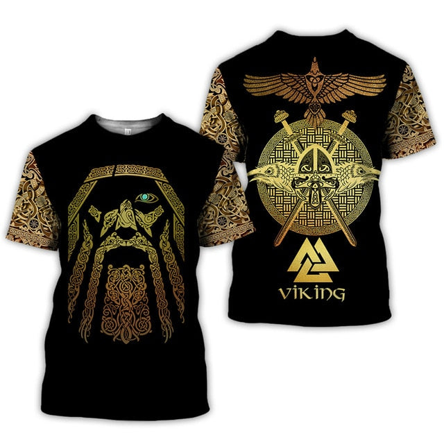 2020 latest Viking symbol printed T-shirt men's summer short-sleeved Harajuku T-shirt men's street hip-hop unisex T-shirt top 01