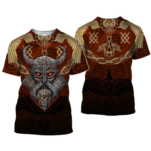 2020 latest Viking symbol printed T-shirt men's summer short-sleeved Harajuku T-shirt men's street hip-hop unisex T-shirt top 01