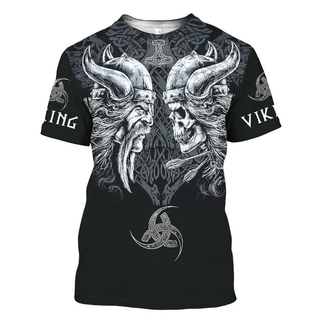 2020 latest Viking symbol printed T-shirt men's summer short-sleeved Harajuku T-shirt men's street hip-hop unisex T-shirt top 01