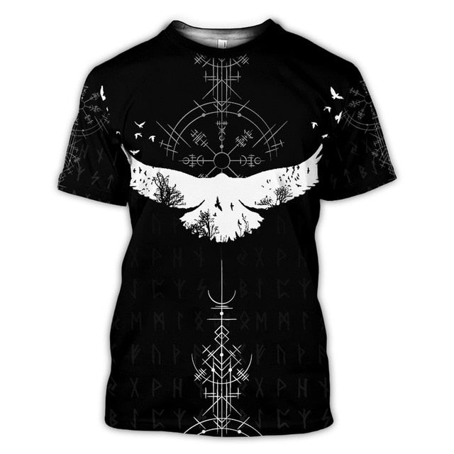 2020 latest Viking symbol printed T-shirt men's summer short-sleeved Harajuku T-shirt men's street hip-hop unisex T-shirt top 01