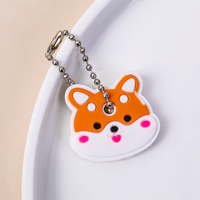 Cute Cartoon Keychain Silicone Cat Dog Protective Key Case Cover for Key Control Dust Cap Holder Gift Women Key Chain