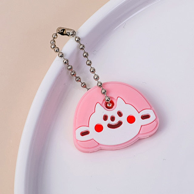 Cute Cartoon Keychain Silicone Cat Dog Protective Key Case Cover for Key Control Dust Cap Holder Gift Women Key Chain