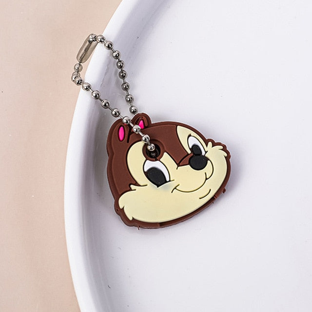 Cute Cartoon Keychain Silicone Cat Dog Protective Key Case Cover for Key Control Dust Cap Holder Gift Women Key Chain