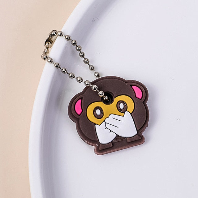 Cute Cartoon Keychain Silicone Cat Dog Protective Key Case Cover for Key Control Dust Cap Holder Gift Women Key Chain