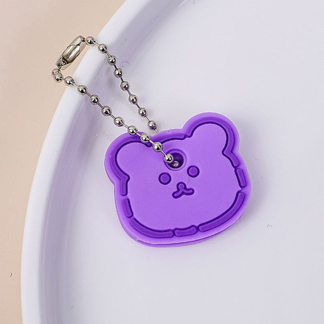 Cute Cartoon Keychain Silicone Cat Dog Protective Key Case Cover for Key Control Dust Cap Holder Gift Women Key Chain