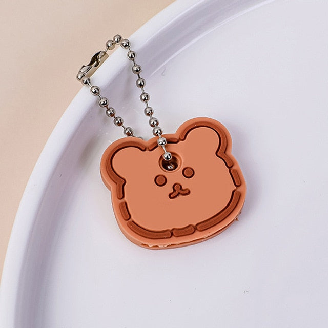 Cute Cartoon Keychain Silicone Cat Dog Protective Key Case Cover for Key Control Dust Cap Holder Gift Women Key Chain