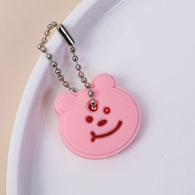 Cute Cartoon Keychain Silicone Cat Dog Protective Key Case Cover for Key Control Dust Cap Holder Gift Women Key Chain