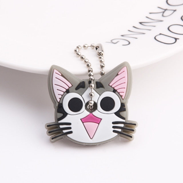 Cute Cartoon Keychain Silicone Cat Dog Protective Key Case Cover for Key Control Dust Cap Holder Gift Women Key Chain