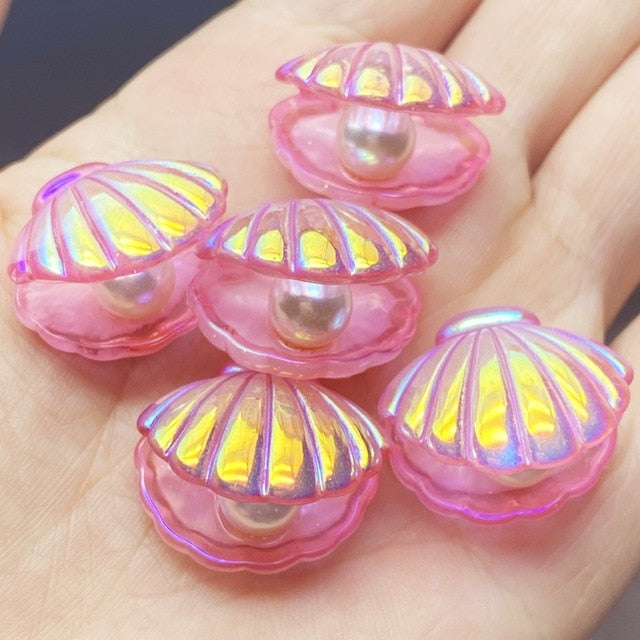 10Pcs Kawaii Cute Color Plated Pearl Shells Flat Back Resin Cabochons Scrapbooking DIY Jewelry Craft Decoration Accessorie E74