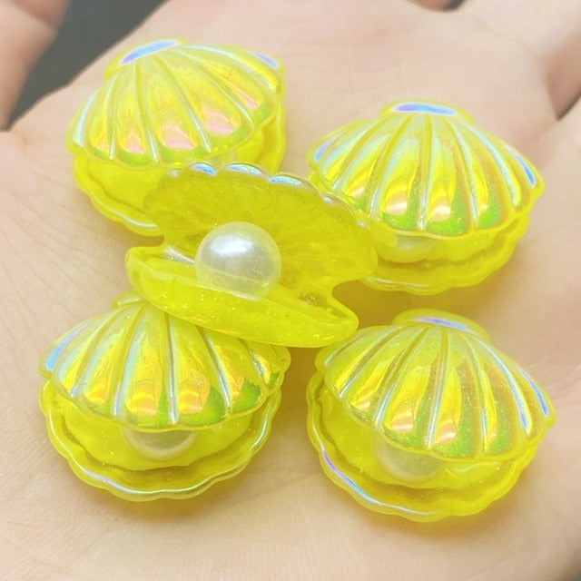 10Pcs Kawaii Cute Color Plated Pearl Shells Flat Back Resin Cabochons Scrapbooking DIY Jewelry Craft Decoration Accessorie E74