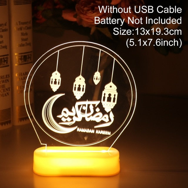 QIFU Eid Mubarak Decor Ornament Light Eid Kareem Ramadan Decor for Home Ramadan Mubarak Eid Al Adha Islamic Muslim Party Decor