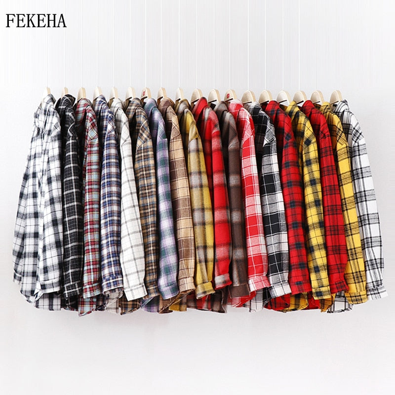 2021 Fashion Women Plaid Shirt Chic Checked Blouse Long Sleeve Female Casual Print Shirts Loose Cotton Tops Blusas Spring News