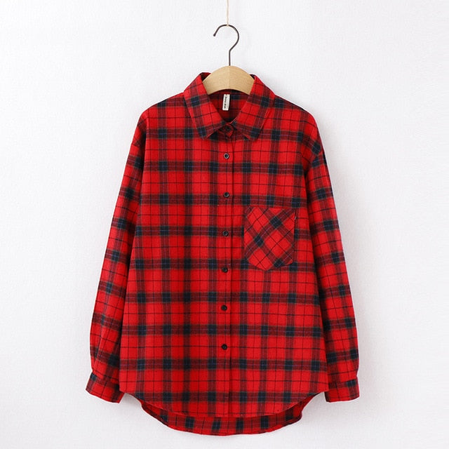 2021 Fashion Women Plaid Shirt Chic Checked Blouse Long Sleeve Female Casual Print Shirts Loose Cotton Tops Blusas Spring News