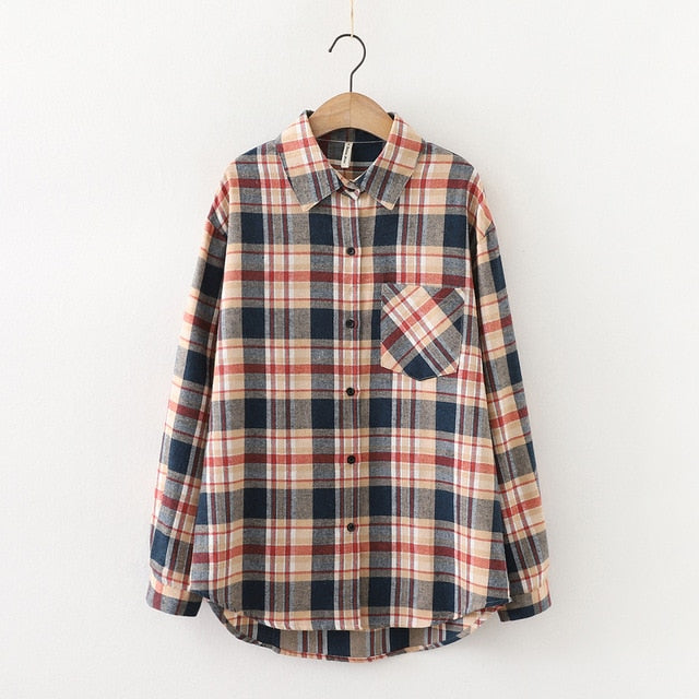 2021 Fashion Women Plaid Shirt Chic Checked Blouse Long Sleeve Female Casual Print Shirts Loose Cotton Tops Blusas Spring News