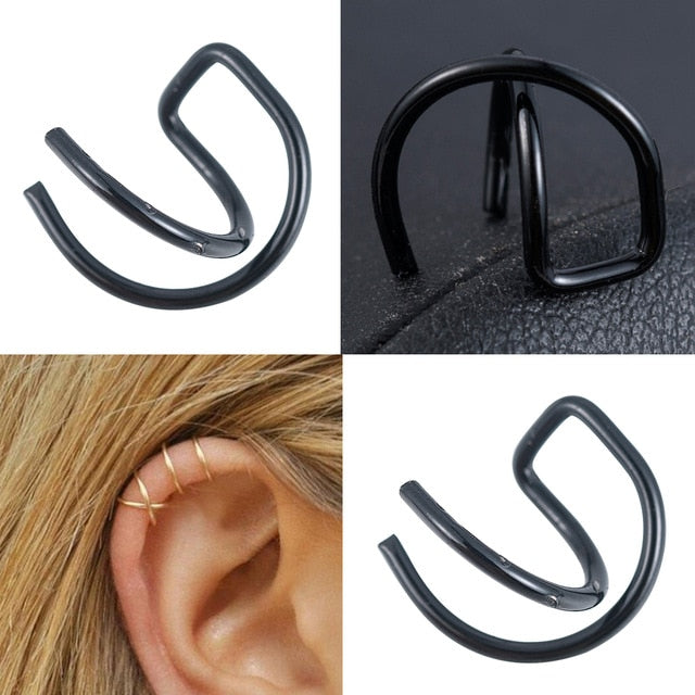 2 Pcs/set Punk Simple Ear Clip Cuff Wrap Earrings For Women Fashion Jewelry Clip-on Earrings Non-piercing Ear Cuff Eardrop
