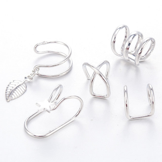 2 Pcs/set Punk Simple Ear Clip Cuff Wrap Earrings For Women Fashion Jewelry Clip-on Earrings Non-piercing Ear Cuff Eardrop
