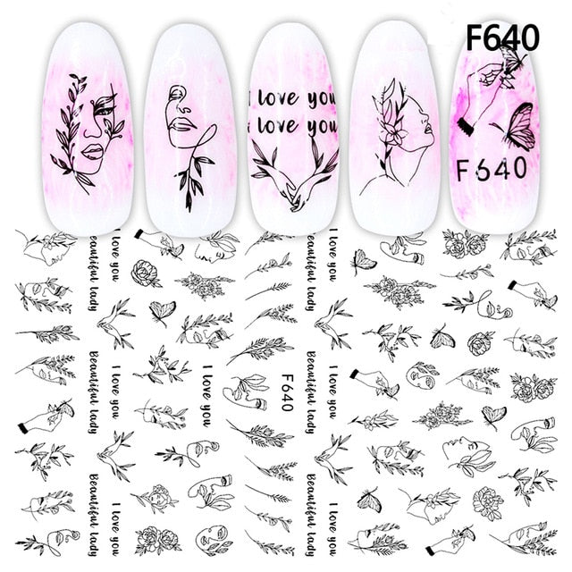 3D Nail Sticker Cool English Letter Nail Art Decorations Foil Love Heart Design Nails Accessories Fashion Manicure Stickers