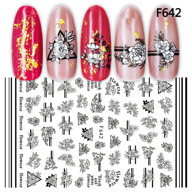 3D Nail Sticker Cool English Letter Nail Art Decorations Foil Love Heart Design Nails Accessories Fashion Manicure Stickers