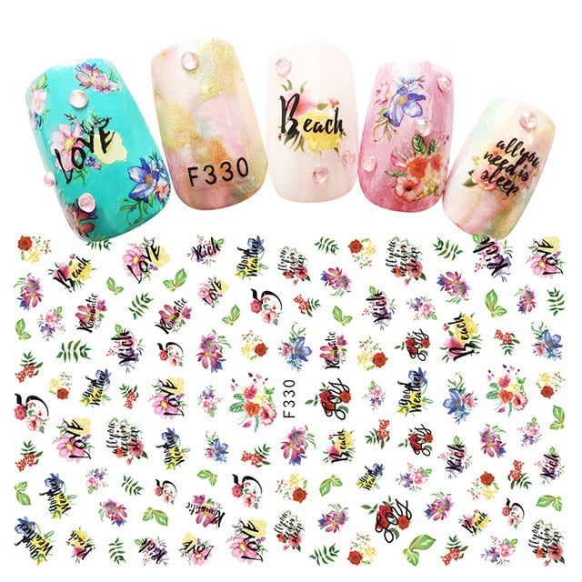 3D Nail Sticker Cool English Letter Nail Art Decorations Foil Love Heart Design Nails Accessories Fashion Manicure Stickers