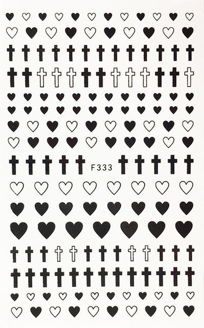 3D Nail Sticker Cool English Letter Nail Art Decorations Foil Love Heart Design Nails Accessories Fashion Manicure Stickers