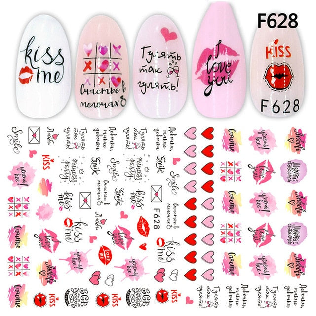 3D Nail Sticker Cool English Letter Nail Art Decorations Foil Love Heart Design Nails Accessories Fashion Manicure Stickers