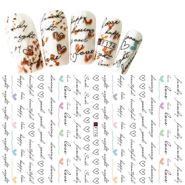 3D Nail Sticker Cool English Letter Nail Art Decorations Foil Love Heart Design Nails Accessories Fashion Manicure Stickers