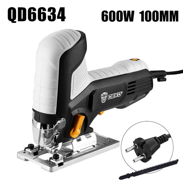 DEKO Jig Saw Electric Home Power Tools Miter saw machine DKJS80Q1 Laser Variable Speed with Metal Guide Ruler,Blade,Allen Wrench