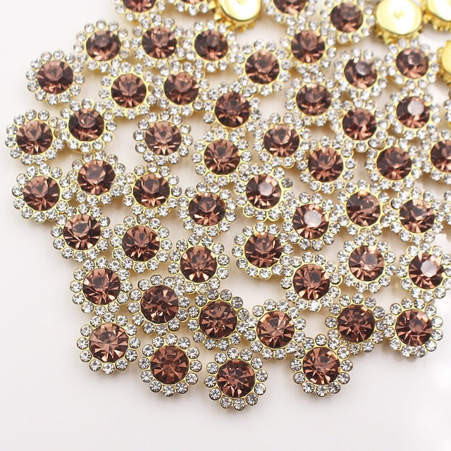 Claw Rhinestones Mix Color Sun Flower Flatback Sewing Rhinestones Shiny Crystals Stones Gold Base Sew On Rhinestones For Clothes