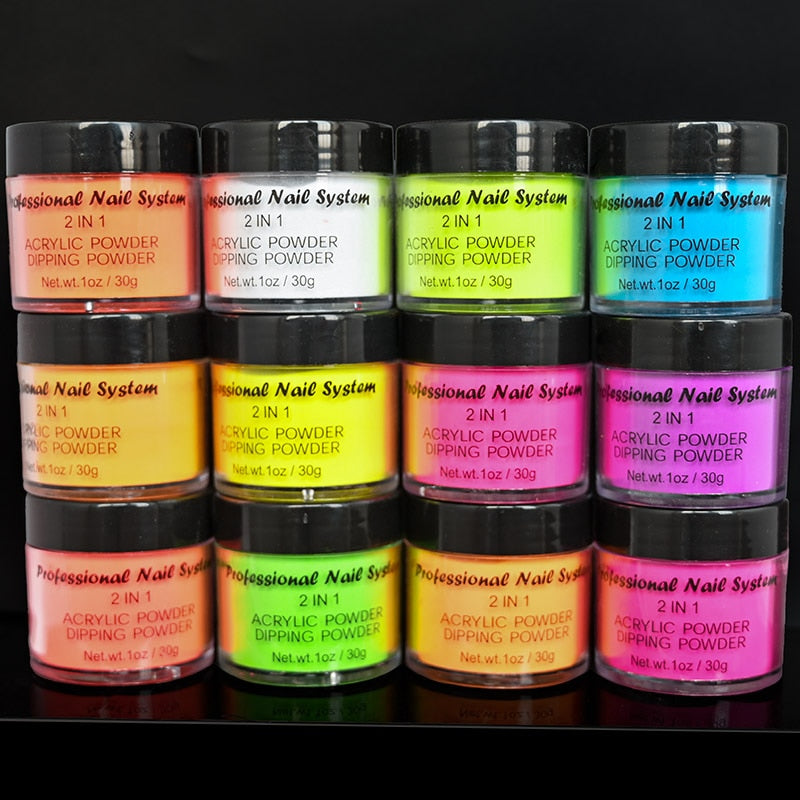 12 Colors 1 oz  Acrylic powder ,neon coral acrylic powder , nail supplies, coral nail polish, nail cosmetics , nail art,28g jar