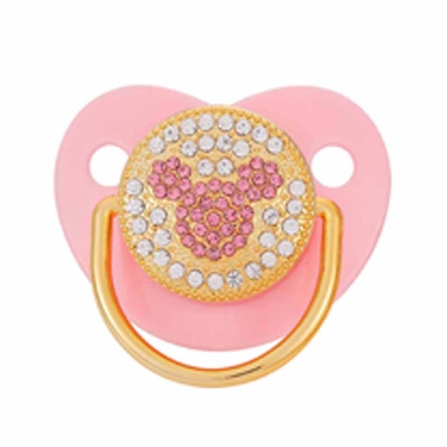 BLINGONLY Luxury Infant Dummy Pink Rhinestone BPA Free Bling Pacifier For Babies