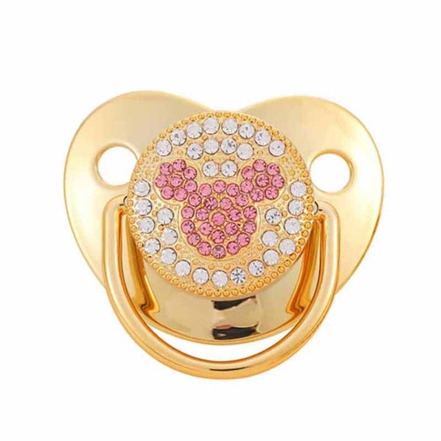 BLINGONLY Luxury Infant Dummy Pink Rhinestone BPA Free Bling Pacifier For Babies