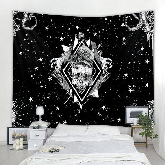 Large Tapestry White Black Sun Moon Mandala Tarot Tapestries Wall Hanging Celestial Hippie Wall Carpet Rugs Dorm Decor