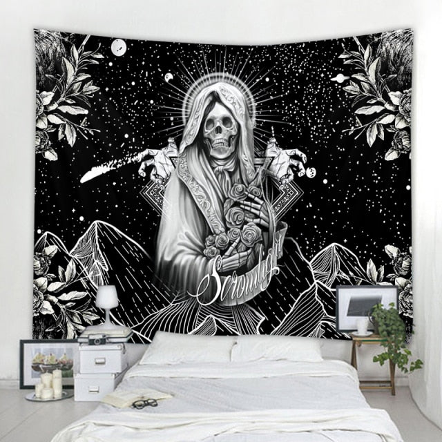 Large Tapestry White Black Sun Moon Mandala Tarot Tapestries Wall Hanging Celestial Hippie Wall Carpet Rugs Dorm Decor