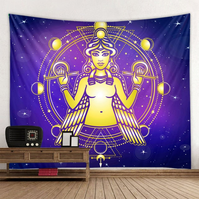 Large Tapestry White Black Sun Moon Mandala Tarot Tapestries Wall Hanging Celestial Hippie Wall Carpet Rugs Dorm Decor