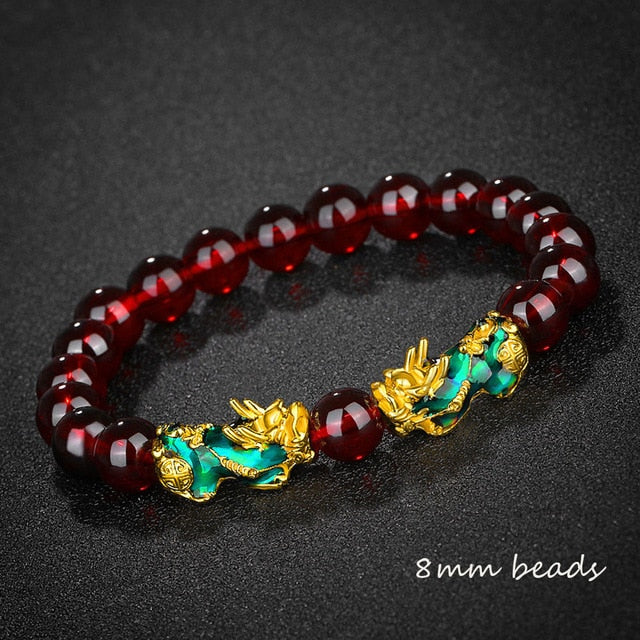 Stone Beads Bracelet Men Women Unisex Chinese Feng Shui Pi Xiu Obsidian Wristband Gold Wealth & Good Luck Women Bracelets