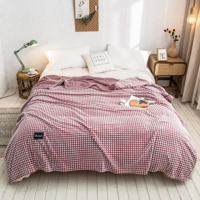 Bonenjoy Flannel Plaid for Beds Coral Fleece Blankets Gray Color Plaids Single Flannel Bedspreads Soft Warm Blankets for Bed