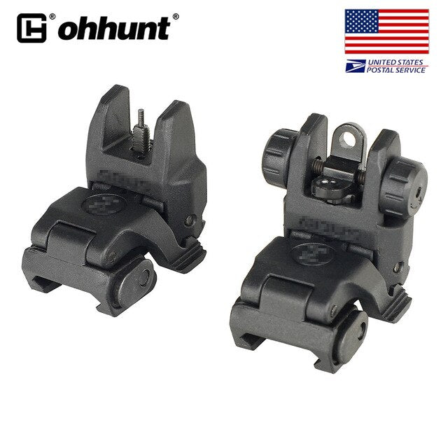 SHIP FROM USA Ohhunt Model 4 AR 15 Tactical Flip up Front Rear Sight Set Polymer Sights Windage Adjustment for hunting accessres