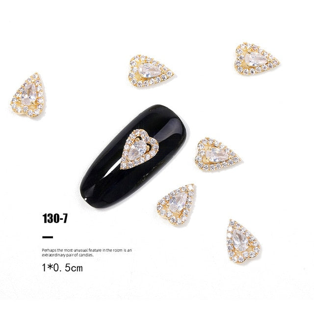 HNUIX 2Pieces 3D Metal Nail art Jewelry Japanese Nail Decorations Top Quality Crystal Manicure Zircon Diamond Charms Pendants