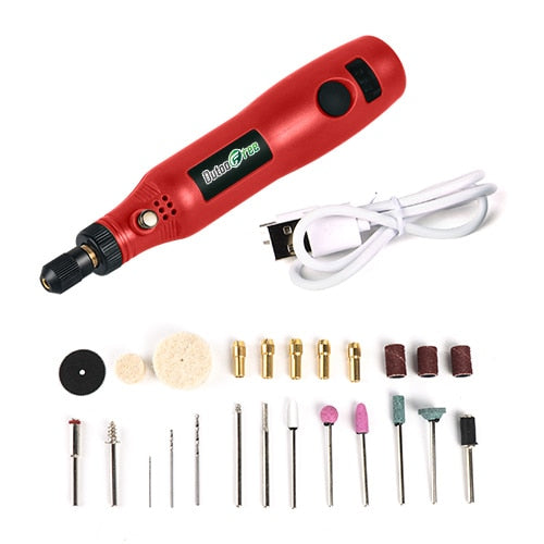 Mini Wireless Drill Electric Carving Pen Variable Speed USB Cordless Drill Rotary Tools Kit Engraver Pen for Grinding Polishing