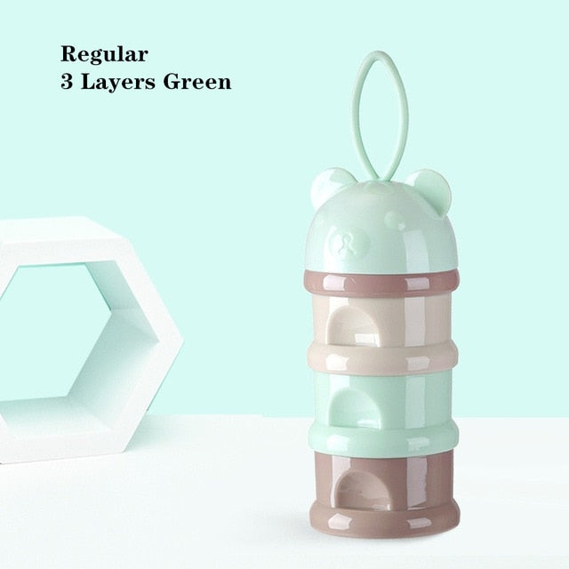 3 Or 4-layers Bear Style Portable Baby Food Storage Box Essential Cereal Cartoon Infant Milk Powder Box Toddle Snacks Container