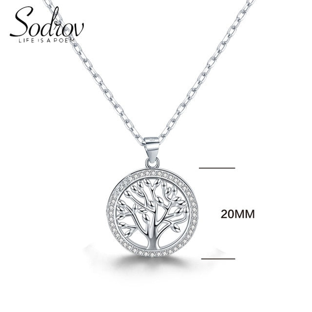 Sodrov 925 Silver Necklace Tree of Life Silver Pendant Necklace For Women Nature Lucky Silver 925 Jewelry Silver Necklace