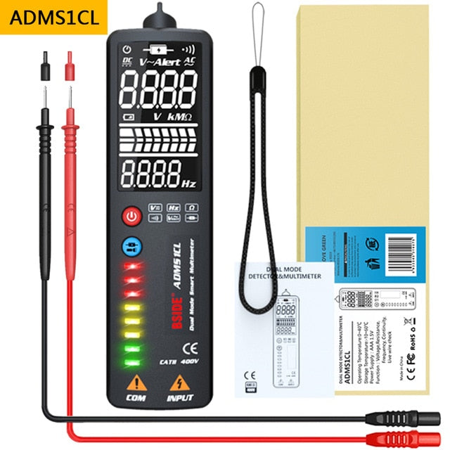 BSIDE Voltage Detector Indicator 2.4"LCD Non contact Live wire Tester Electric Pen Voltmeter Multimeter NCV Continuity Hz Test