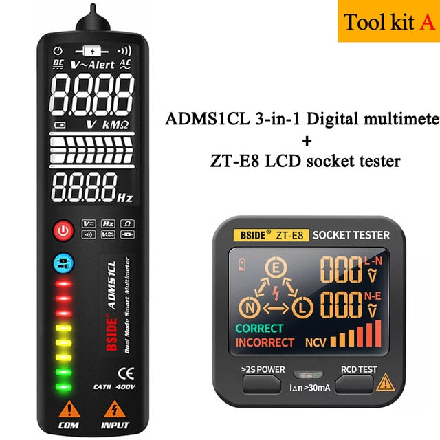 BSIDE Voltage Detector Indicator 2.4"LCD Non contact Live wire Tester Electric Pen Voltmeter Multimeter NCV Continuity Hz Test