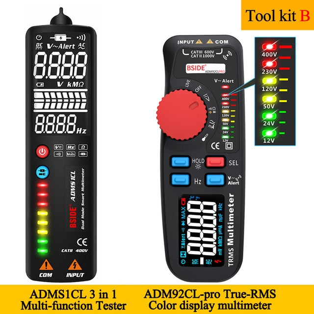 BSIDE Voltage Detector Indicator 2.4"LCD Non contact Live wire Tester Electric Pen Voltmeter Multimeter NCV Continuity Hz Test