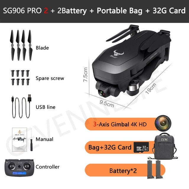 2021 NWE SG906/SG906 Pro 2 drone 4k HD mechanical 3-Axis gimbal camera 5G wifi gps system supports TF card drones distance 1.2km