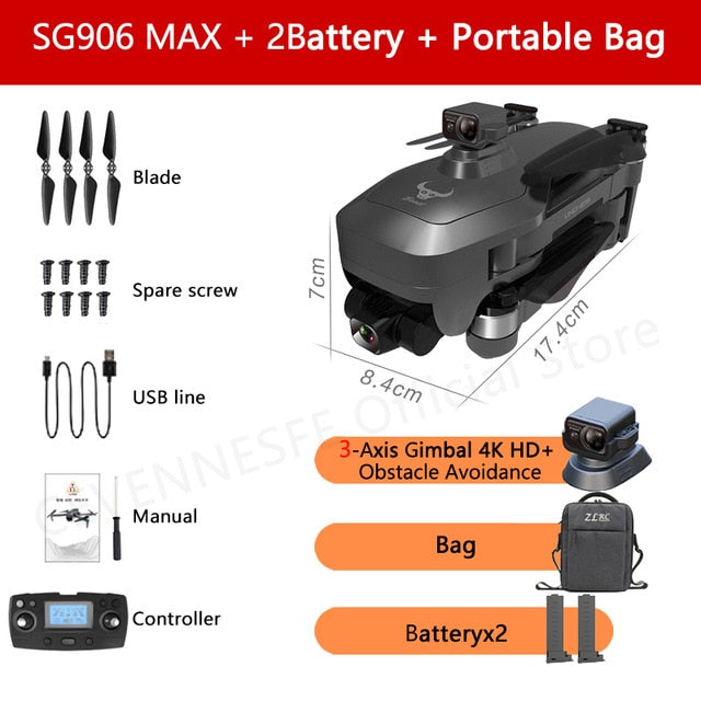 2021 NWE SG906/SG906 Pro 2 drone 4k HD mechanical 3-Axis gimbal camera 5G wifi gps system supports TF card drones distance 1.2km