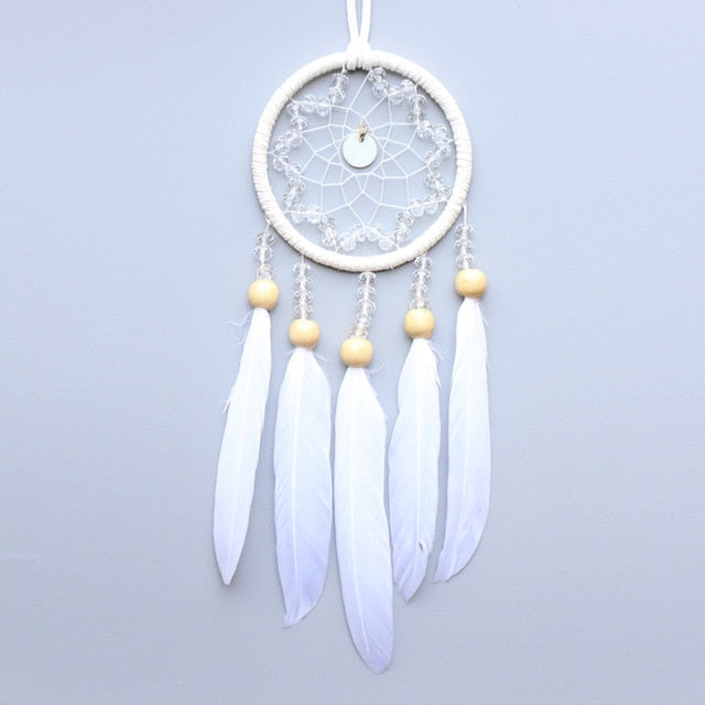 Original silver gray dream catcher 2 ring Indian feather hanging art gifts to bestie friends creative valentine's day gifts